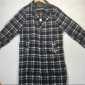 Fashion nova Men Smart guy overcoat- Black / Combo- NWT- Men‎ Large